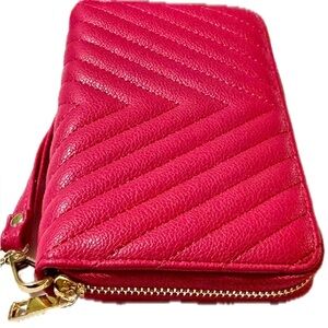 Vibrant Quilter Chevron Pink Wristlet Wallet